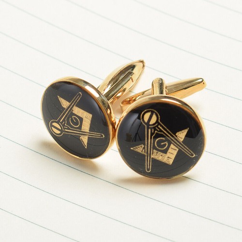 MASONIC G CUFFLINKS MASONS REGALIA GIFT BLACK BADGE IN FREE POUCH SEE - Foto 9