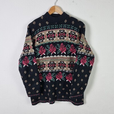 Vintage Classic Elements Floral Pullover Damen Small Grandma Cottage Core Sweater