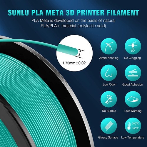 5 x filament d'imprimante 3D SUNLU 1 KG PLA + PETG PLA ABS ASA 1,75 mm pas de bulles - Photo 14/67