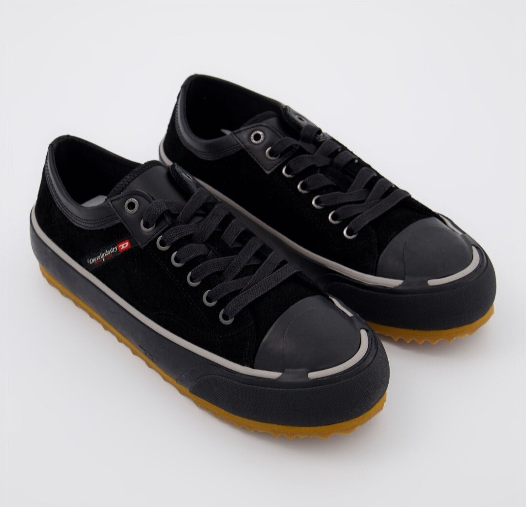 DIESEL S PRINCIPIA LOW X BLACK SUEDE TRAINERS SHOES SIZE: UK-6.5 