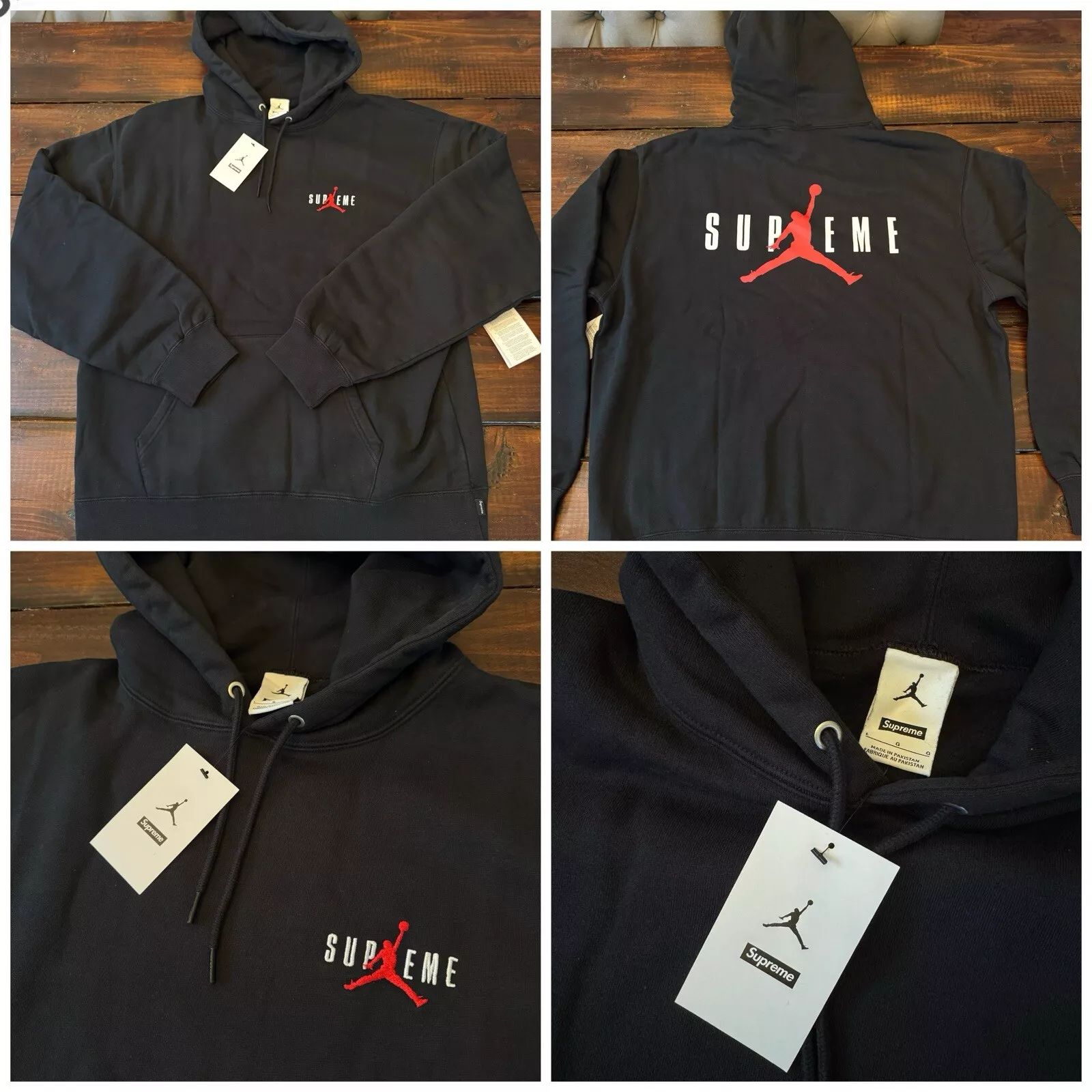 Sweat à capuche noir Supreme x Jordan FW24 taille S HF0836 010