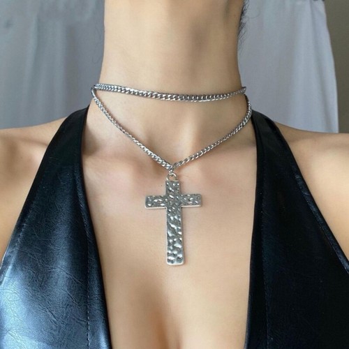 Versatile Crosses Pendant Necklace Goth Punk Jewellery Fashion Clavicular Chains - Picture 4 of 7
