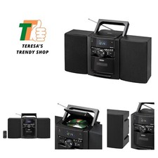 Portable Stereo Bluetooth CD Music System with Cassette and Digital AM/FM Radio