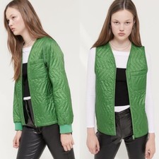 Stussy Quilted Convertible Nylon Ranch Jacket Vest Green Zip Off Sleeve Street M