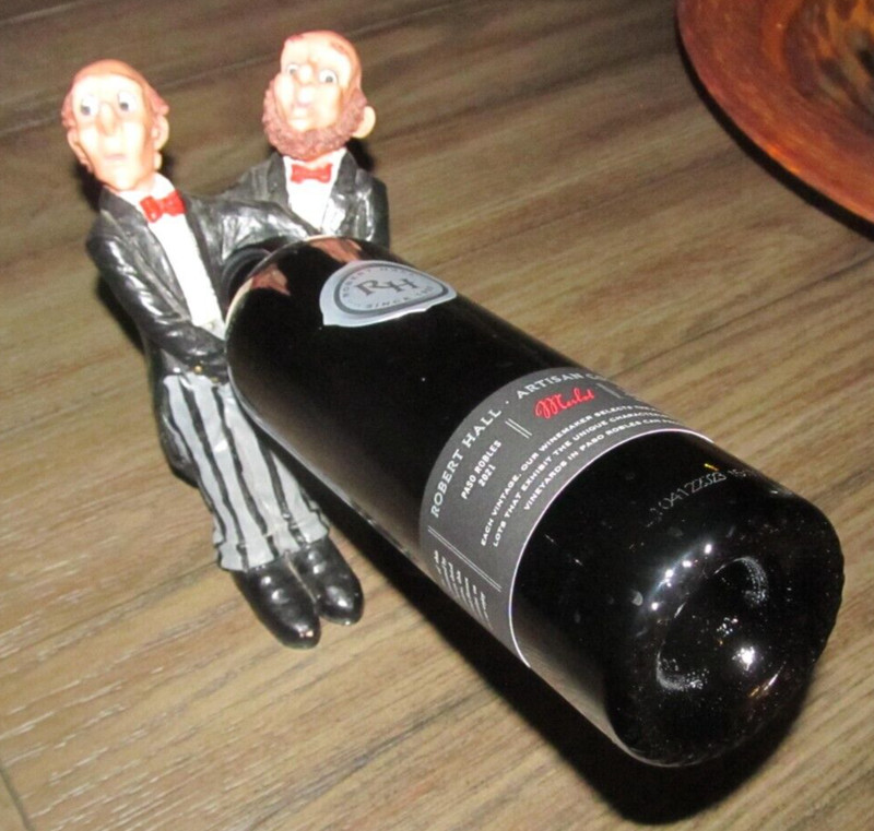 Wine Bottle Display Holder Stand Butler/Waiter 10” Painted Resin (NO WINE)