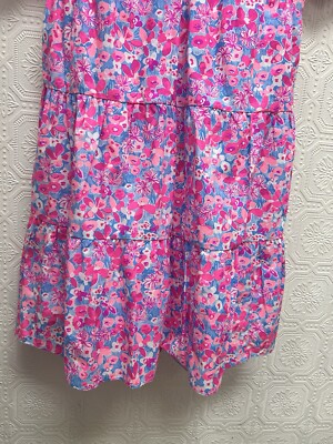 NWT Lilly Pulitzer Aura Pink Floral Nalani Short Sleeve Cotton Dress Size  14 | eBay
