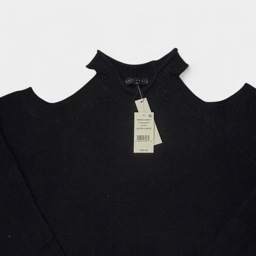 Sanctuary Womens Gretchen Cold Shoulder Wool Blend Sweater XL Black Fairy Grunge - Picture 5 of 10