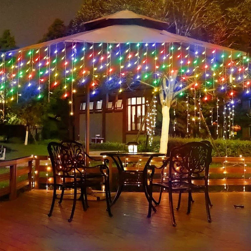 Luces Solares Para Exterior De Navidad 304 Led Carámbanos Multicolor 8 Modos - Picture 8 of 14