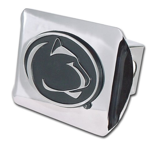PENN STATE NITTANY LIONS BLACK ON CHROME USA MADE TRAILER HITCH COVER - 第 1/1 張圖片