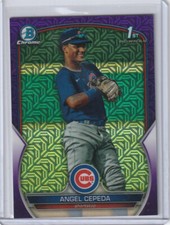 2023 Bowman Chrome 1st BCP-205 Angel Cepeda Purple Mojo Refractor /299