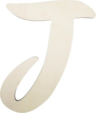 12 Inch Unfinished Wooden Letter J, Large Wood Letters for DIY Crafts, Thickness