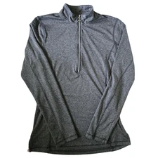 GOODE RIDER Performance 1/2 1/4 Zip Pullover Top Medium Heather Gray Equestrian