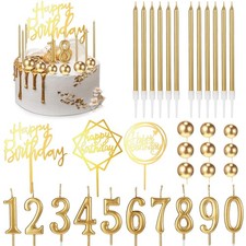 34 Pcs Happy Birthday Cake Toppers Decorations Birthday Candles DIY Cake Deco...