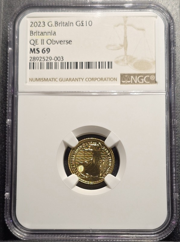 🔥2023 UK Great Britain 1/10 oz Gold .9999  Britannia Elizabeth II  NGC MS 69