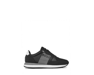 HUGO BOSS Herren Schwarz & Grau Kai Runn Turnschuhe UK 7 BRANDNEU