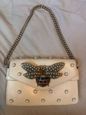Gucci Queen Margaret Pearl Studded Leather Shoulder Bag
