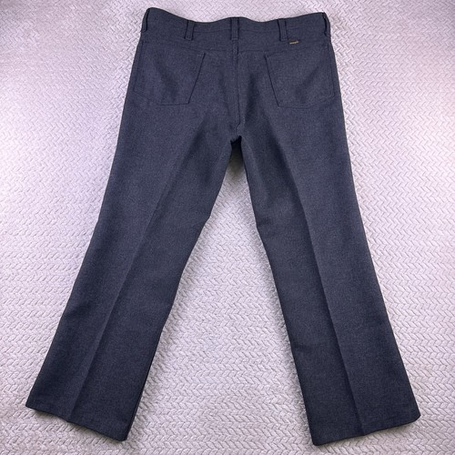 Vintage 1970’s Wrangler Polyester Pants Mens 38x30 Gray Rockabilly USA Made - Picture 3 of 16