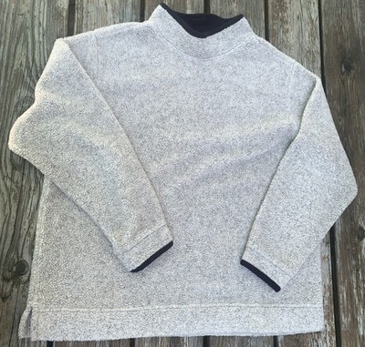 Vintage LL Bean Sherpa Fleece Sweater Women L Mock Neck USA Oatmeal Granola Hike