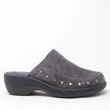 Born Womens Majesty Clogs Gray Suede Studded Mules F49622 Size 8W