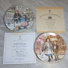 ROYAL WORCESTER NSPCC Christmas 1989 + 1991 Bone China COLLECTOR PLATES 8" x 2