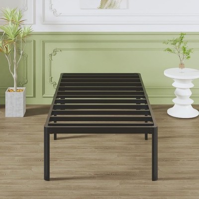 Metallbett 75x190 cm schwarz mit runden Beinen Lattenrost Bettrahmen