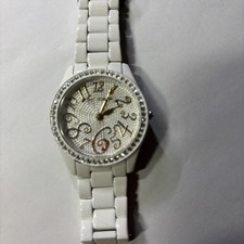 BETSEY JOHNSON WATCH - CRYSTAL BEZEL Gold Tone NUMBERS - QUARTZ Pink Heart