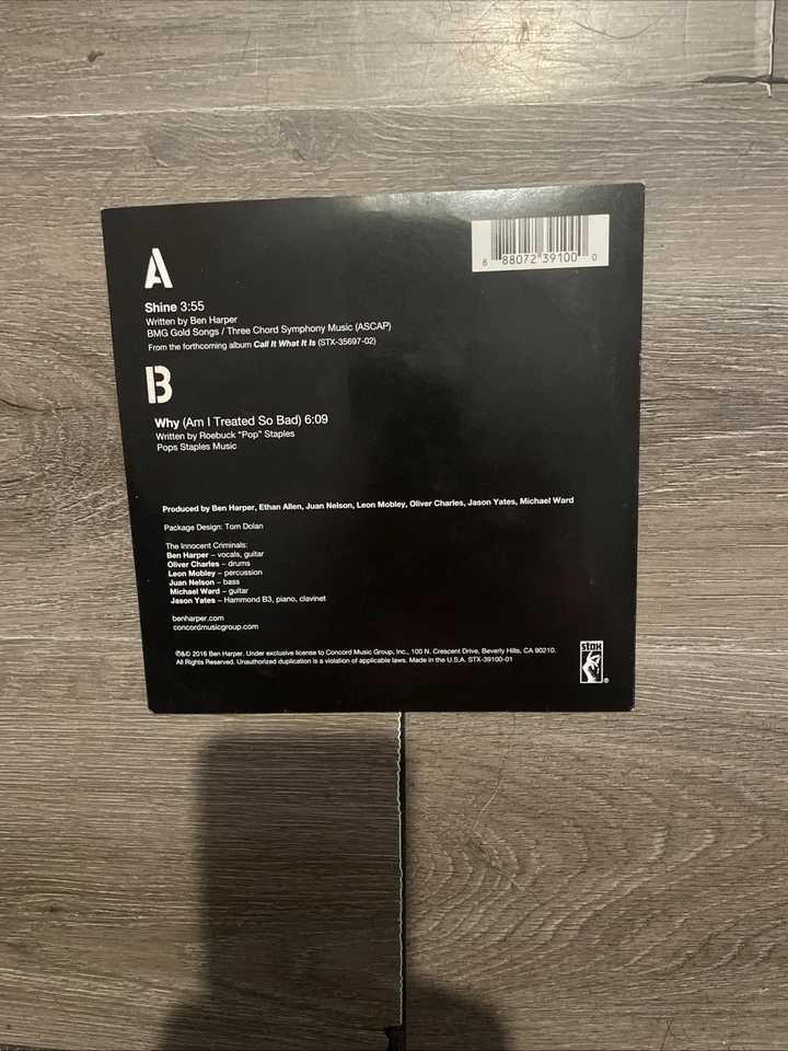 Ben Harper & The Innocent Criminals: Shine 2016 Limited Sealed 7'' Vinyl Record - Image 2 of 2