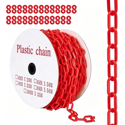Plastic Safety Barrier Chain 120FT 6MM Thick 1.5 Inch Links UV Resistant Durable