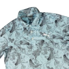 PUMA Performance Leaf Floral Blue Golf Polo Shirt Small