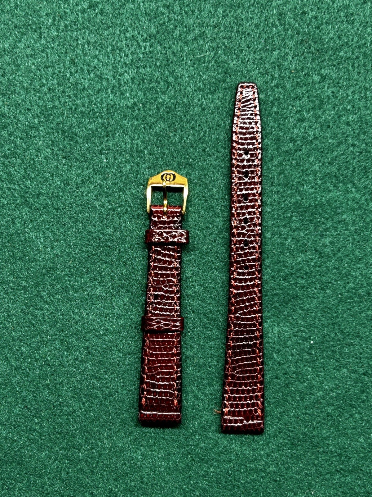 GUCCI Ladies Burgundy Genuine Lizard Leather Watch Band 13mm NOS