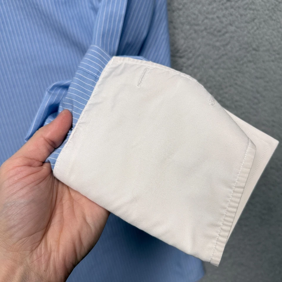 Brooks Brothers Dress Shirt Mens 18 35 Blue Contrast Collar French Cuffs Regular - Image 4 of 4