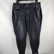Judy Blue Jeans Womens Plus 18W Skinny Fit Black Frayed Hem JB8217BK-PL (36x27)