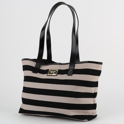 Michael Kors Damen Shopper Tote Bag Henkeltasche Canvas Streifen Maritim Look