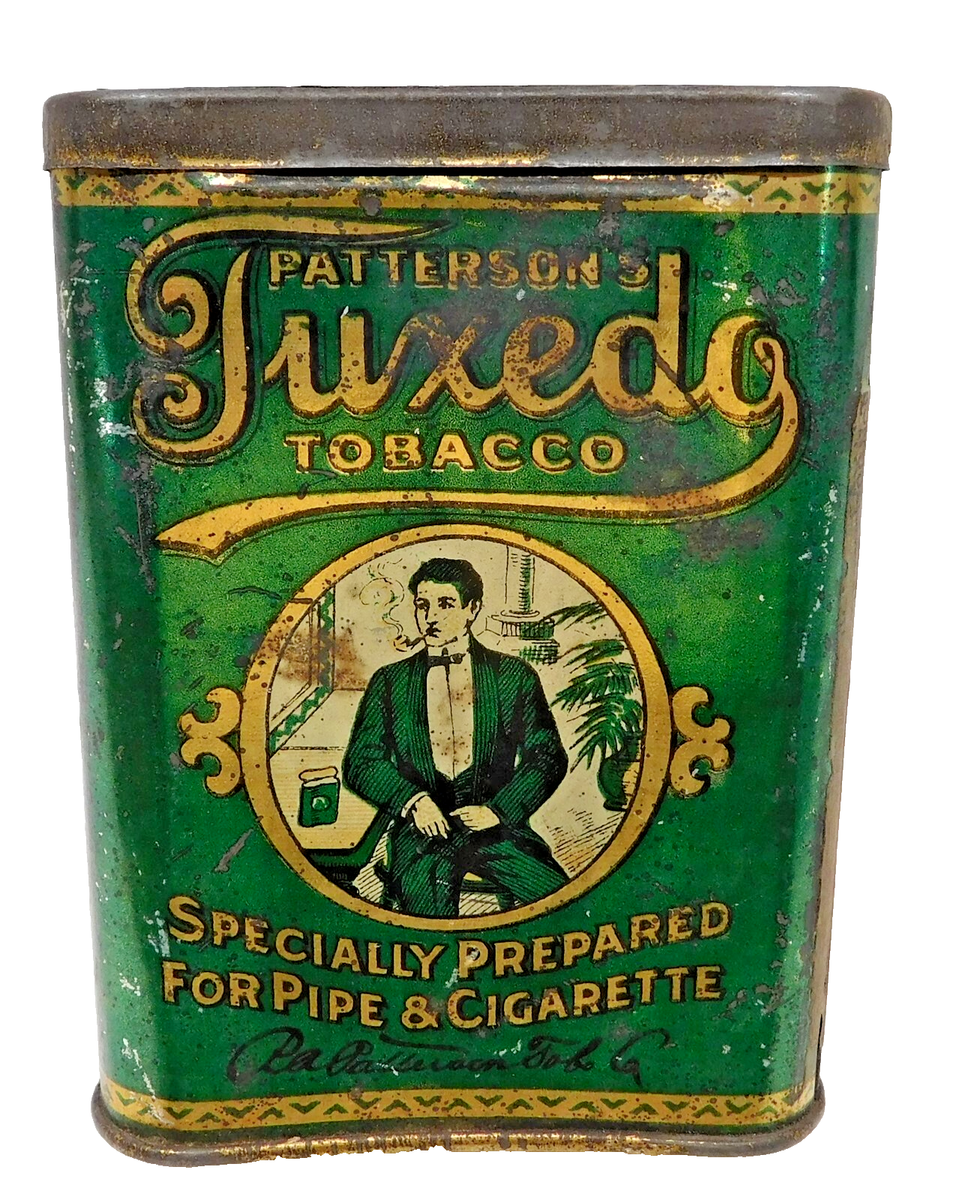 patterson's tuxedo tobacco Vintage Patterson's Tuxedo Tobacco Curved Tin For Pipe & Cigarette Tobacco