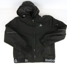 REEBOK Hooded Jacket Youth Sz.M/M 10-12 Full Zip with Pockets Black
