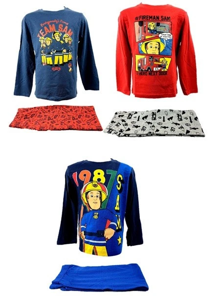 NICKELODEON Feuerwehrmann Sam Fireman Pyjama Schlafanzug Jungen lang