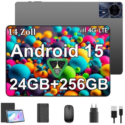 2026 Neu 14 Zoll Tablet Android 15 24GB RAM+256GB 8000mAh 4G LTE 2SIM WlFl GPS