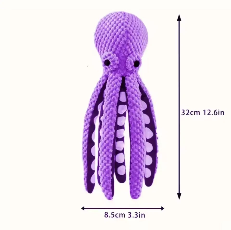 Pet Plush Octopus Chew Toy for Dogs Cats Interactive Squeaky Bite Resistant Toy - Image 4 of 4