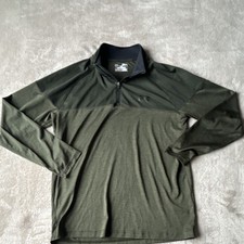 Under Armour HeatGear Men's Green M Loose 1/4 Zip Mock Neck Pullover Logo