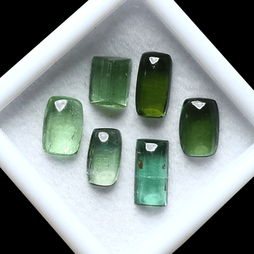 Lot 6 Pcs Natural Green Tourmaline Hi-Grade 6mm-8mm Untreated Cabochon Gemstones - Picture 9 of 12