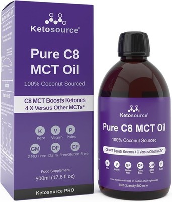Ketosource Pure C8 MCT Öl | Steigert Ketone 4X im Vergleich zu anderen MCTs | Höchste... 