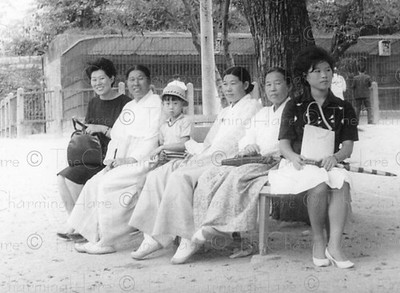 Vintage Photo 1963 Korean Family at Changgyeongwon Palace Park Seoul Hanbok