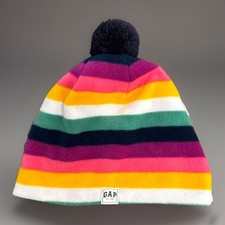 Gap Kids Fleece Beanie Hat Pom Pom Stripes L/XL 2015 READ