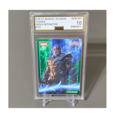 2025 Topps Marvel Studios Thanos Green Refractor #100 156/199 Graded MINT AGS 10