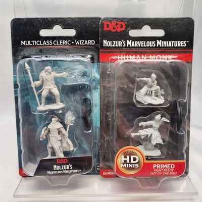 D&D Nolzur's Marvelous Miniatures Human Monk & Human Cleric/Wizard New Sealed