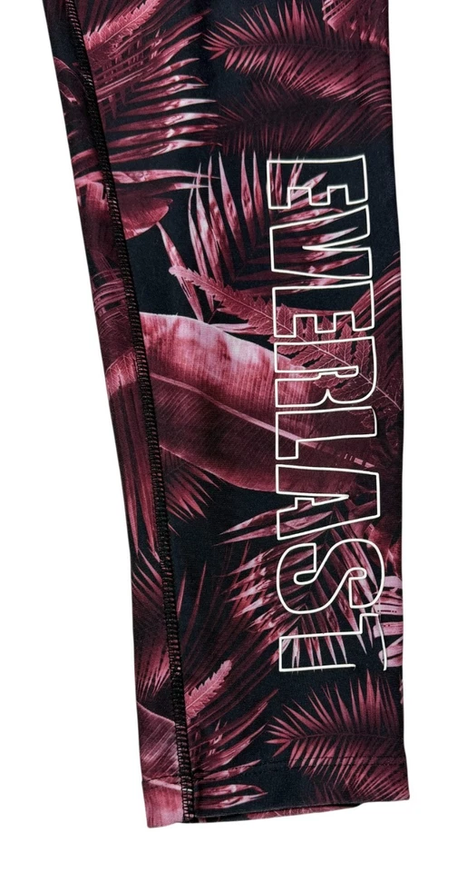 Leggings EVERLAST Negros Con Rosa Hojas de Palma Pierna Logo Gimnasio Ropa Activa Talla 14 Foto 3 de 4