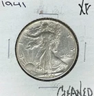 1941 WALKING LIBERTY SILVER HALF DOLLAR  ~ XF /CLEANED  ~ NICE COIN ~ 90% SILVER