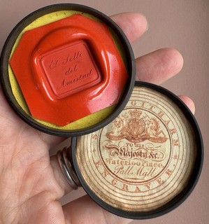 Antique Red Wax Intaglio Seal Stamp Impression Motto Seal Of Friendship.