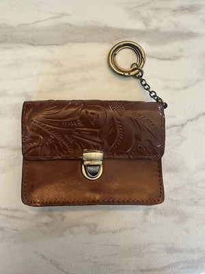 Patricia Nash Mini Lanza Keychain Purse Tooled Florence Brown Leather P130607X