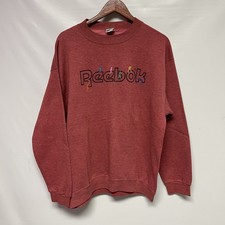 RARE Reebok Embroidered Athletes Sport Red Heathered Sweatshirt Vintage EUC 